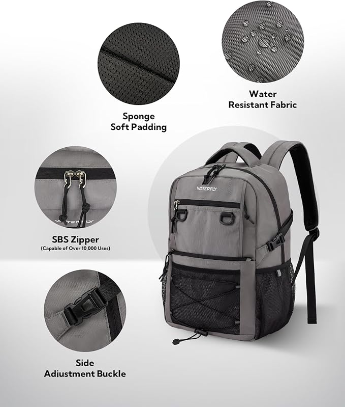 WATERFLY Travel Hiking Casual Backpack: 22L Lightweight Everyday Outdoor City Daypack College Bookbag for Woman Man