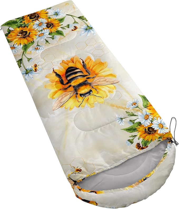 AILONEN Pink Lovely Rabbit Sleeping Bag for Girls Kids Adults,Warm and Cool Weather,Lightweight,Waterproof Backpacking,Cartoon Flowers Printed Bunny Sleeping Bag for Camping