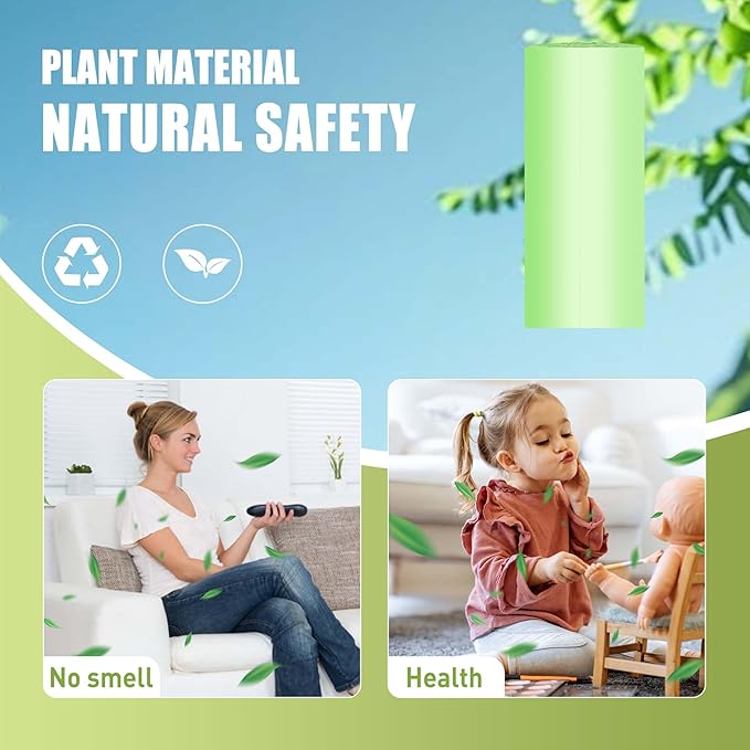 Zhuqing 1.2 Gallon Trash Bags, 5L Biodegradable Garbage Bags, 120 Counts Compost Wastebasket Liners Bags for Kitchen Bathroom Office, Green