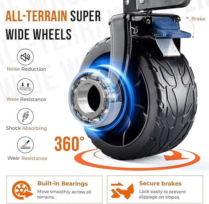 Overmont 45'' Collapsible Foldable Extended Wagon Cart - 300L Heavy Duty 440lbs Large Capacity Folding Utility Wagon with All-Terrain Wide Wheels for Camping Sports Grocery Picnic