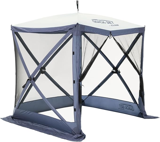 CLAM Pop Up Screen Tent, Outdoor Camping Gazebo Canopy, Traveler, 6' x 6', Blue