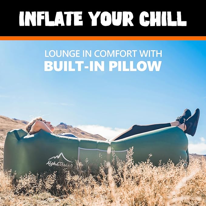 AlphaBeing Inflatable Lounger Beach Chair Accessories, Air Sofa Hammock Inflatable Couch for Camping Backyard Lakeside with Compression Sacks, Ideal Outdoor Gifts for Adults