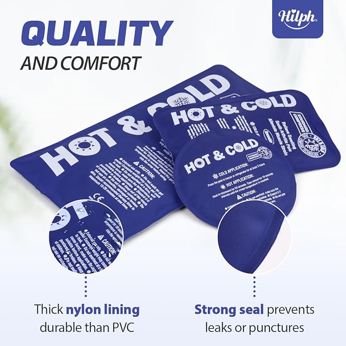 Hilph Ice Packs for Injuries Reusable, 6 Pack Soft Hot and Cold Gel Ice Pack Set for Pain Relief, Swelling, Bruises, Inflammation and Post Surgery Recovery, Ideal for Head, Ankle, Knees and Neck