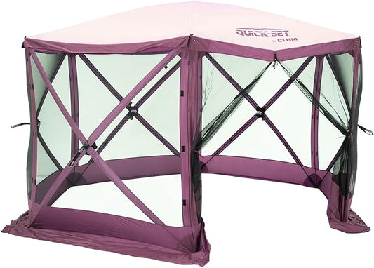 CLAM Pop Up Screen Tent, Outdoor Camping Gazebo Canopy, Escape, 11.5', Plum