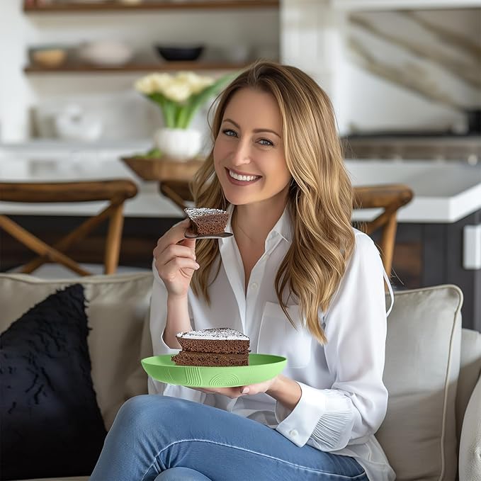 Homienly Wheat Straw Plates,Lightweight Unbreakable Dinner Plates Set 9 inch,Service for 8, Alternative to Plastic Plates Reusable,Microwave and Dishwasher Safe Plate Set for Salad,Dinner(Light Green)