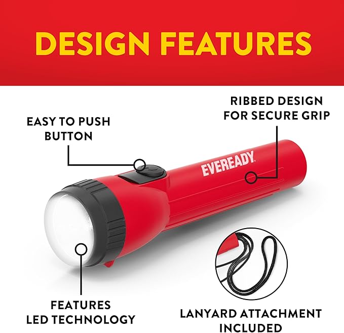 EVEREADY LED Flashlights (3-Pack), Bright Flashlights for Emergencies and Camping Gear, Power Outage Flash Light, AA Batteries Included