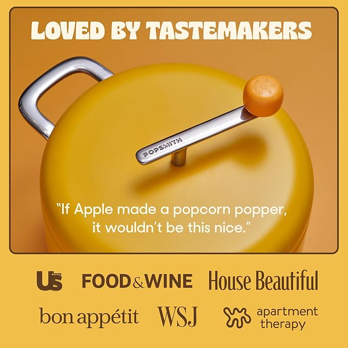 POPSMITH Mint Stovetop Popcorn Machine - 6 Quart, 10 Popcorn Kits (5 Movie Theater, 5 Kettle Corn), Stainless Steel