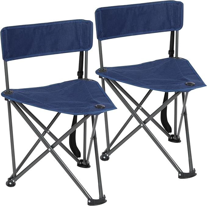 REDCAMP 2 Pack Tripod Chairs for Adults, Folding Lightweight Portable Golf Chairs for Spectators, Compact 3 Legged Tripod Stools Seat with Backrest for Camping Fishing Hunting, Blue