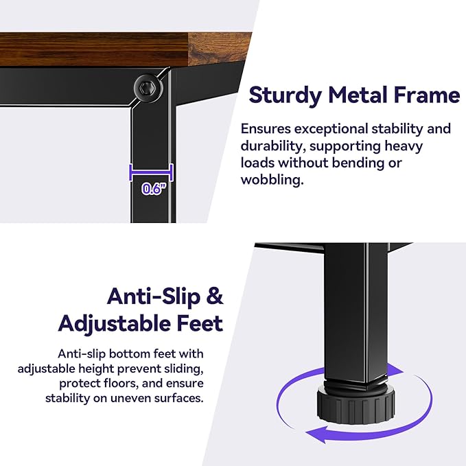 Shoe Rack for Closet, 3 Tier Shoe Organizer for Entryway, Freestanding Metal Storage Shoe Shelf with Wood Top, 8-12 Pairs of Shoes, Rustic Brown Black