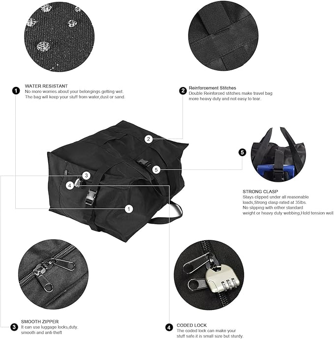 Carry on Travel Duffle Bag,Foldable Heavy Duty Overnight Bag,Larger Size Tear Resistant Water Resistant Packable Luggage for Weekender/Vacation/Camping/Beach/Tent