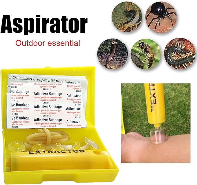 Snake Bite Kit, Bee Sting Kit, First aid kit, Venom Extractor Suction Pump, Bite and Sting First Aid for Hiking, Backpacking and Camping. (Yellow Kit)