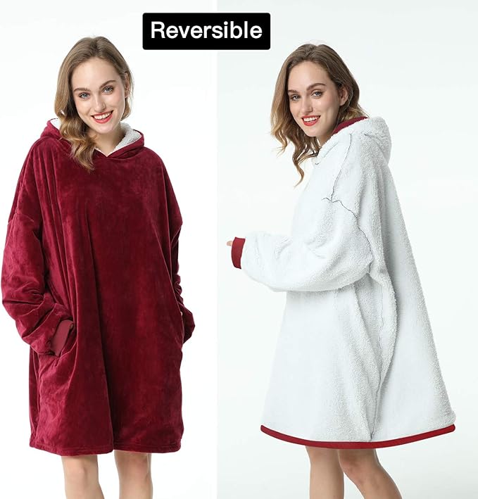 LetsFunny Blanket Hoodie,Oversized Wearable Sherpa Fleece Blanket Sweatshirt,Super Soft Warm Cozy with Giant Pocket,Gifts for Women Men Adults Teenagers Kids, One Size Fits All