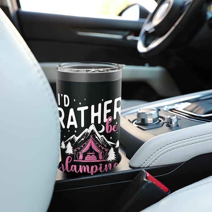 I'd Rather Be Glamping - Glamper Glamorous Camping Camper Stainless Steel Insulated Tumbler