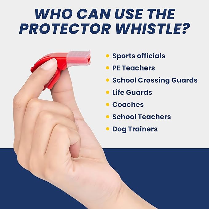 The Protector Whistle P51 - Coach Whistle - Official Whistle for Sports, Removable Cushioned Mouth Grip, Loud Safety Whistle for Adults with Breakaway Lanyard - Emergency Whistle Teacher Lifeguard