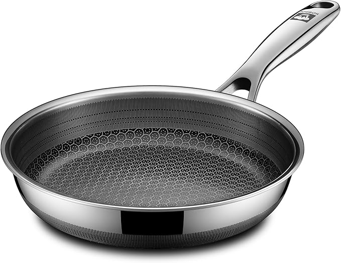 8in Nonstick Frying Pan - Stainless Steel Skillet, Dishwasher & Oven Safe, Compatible with Induction & Gas Stoves, Non-Toxic & Easy to Clean
