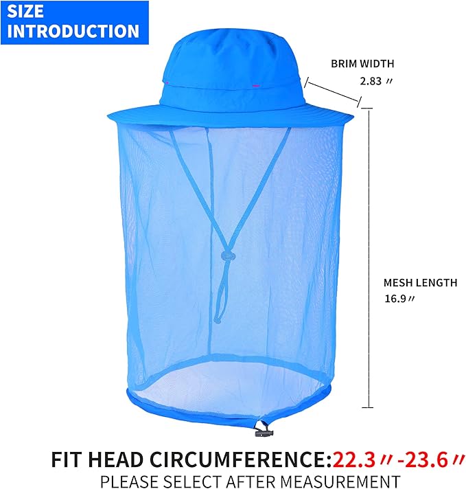 Fishing Hat Sun Protection Hat Mosquito Head Net for Outdoors Bucket Hat with Hidden Net Mesh