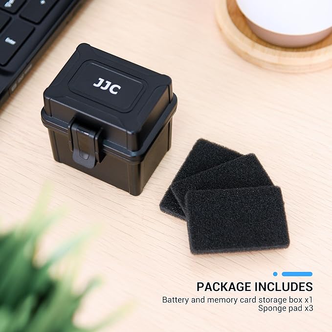 JJC Portable Camera Battery Organizer for 2 x Canon LP-E17 LP-E12 Nikon EN-EL25 EN-EL14A Sony NP-FZ100 FW50 Fuji NP-W235 NP-W126 Battery & SD Card