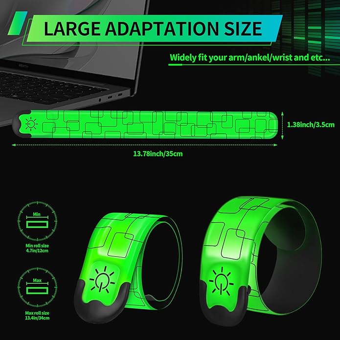 2PCS LED Armband for Running Walking at Night, High Visibility Reflective Running Gear Rechargeable LED Armband Light Up Arm Bands for Men Women Kids Night Cycling Walking Joggers Running Safety Gear