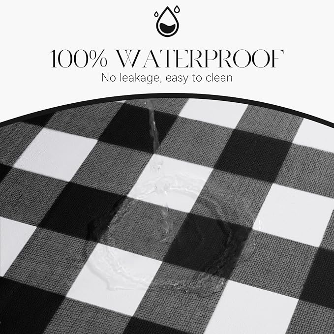 MOSAYT Rectangle Vinyl Tablecloth, 100% Waterproof Buffalo Gingham Plastic Table Cloth, Heavy Duty Wipeable Table Covers for Picnic, Outdoor, Camping - 54 x 108, Black