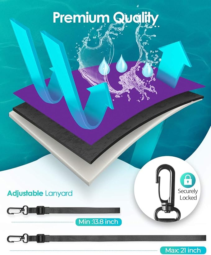 Hiearcool Universal Waterproof Phone Pouch, Dry Bag Compatible for iPhone 16 15 14 13 Pro Max XS Plus Samsung Galaxy S22 Cellphone Up to 8.3", IPX8 Water Proof Cell Phone Case for Beach-2Pack