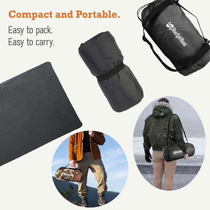 4-in-1 Large Camping Blankets - Waterproof, Windproof Fleece Outdoor Blankets for Stadium, Sports, Car, Concert - 81"x57", Portable (Camouflage)