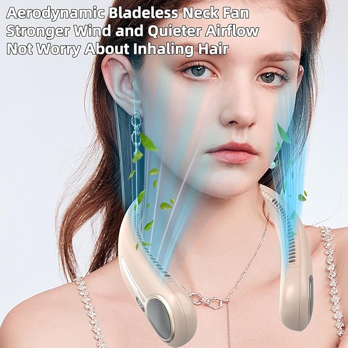 Portable Neck Fan,Gift Ideas,Personal Wearable Bladeless Fan,360° Cooling,LED Display,4-Speeds,6000mAh Rechargeable,Powerful Wind,Outdoor Travel Camping,Birthday Gifts for Men Women Dad Mom (Brown)