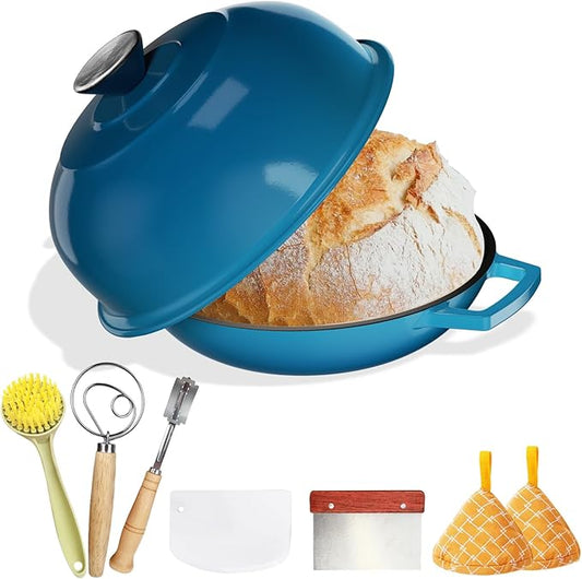 YUTANN Enameled Cast Iron Dutch Oven, 5 QT Nonstick Dutch Oven, Titanium Nonstick Coating, Ideal for Bread Baking/Braising/Roasting, Oven, Gas Stove and Stovetop Safe, Safe Material & Easy to Clean