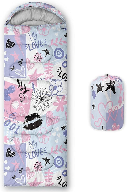 Kids Sleeping Bag for Boys Girls,3D Basketball Print-Lightweight Warm Portable Outdoor Indoor-Waterproof Cold Weather Resistant Sleeping Bag for Camping Hiking