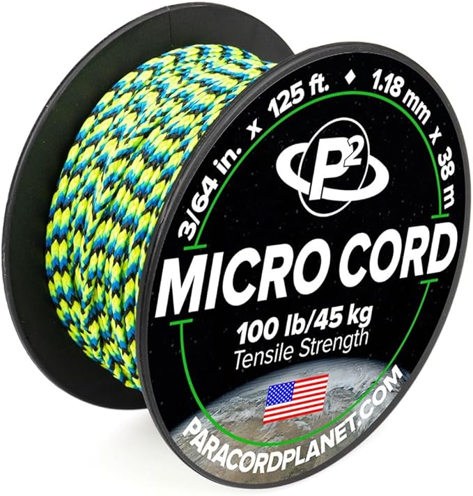 Paracord Planet Micro Paracord – Thin Braided Cord for Crafting, Fishing, and DIY Projects in 125 ft Spools – Aquatica