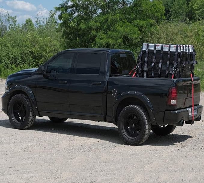 Mytee Products 8.75' x 10' Heavy Duty Cargo Net for Pickup Truck Bed with D Rings Tie Down Fittings - Durable Truck Bed Cargo Net with 6 Cam Buckle Tie Down Straps for Adjusment