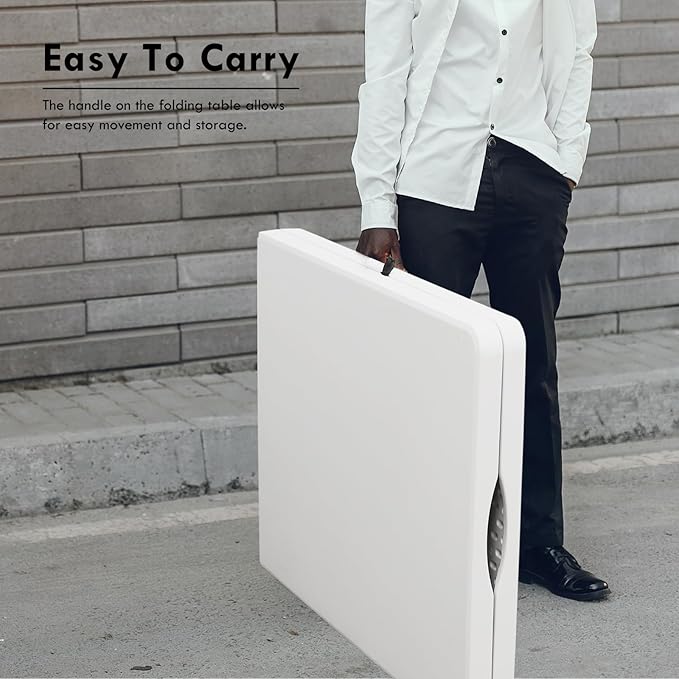 8Ft Folding Table,Sturdy Outdoor Folding Table, Perfect for Camping Picnics Parties Durable Foldable Table with Easy Setup Ideal Portable Folding Tables for Indoor & Outdoor Use