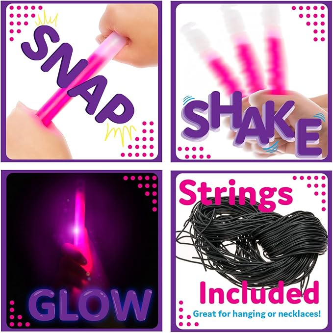 PartySticks Glow Sticks Party Supplies for Kids and Adults (30pk Assorted) - 6 Inch Bulk Glow Light Up Sticks Party Favors, Glow in the Dark Party Decorations, Waterproof Nontoxic Glow Necklaces