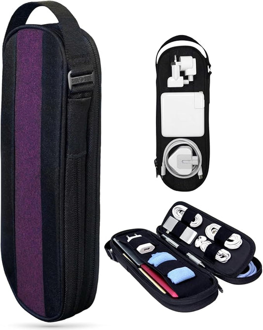 SIDE BY SIDE Electronics Organizer Travel Case for Cables, Charger, Power Bank – Tech Bag for MacBook Accessories, Adapter – Slim Cord Organizer Bag with Gift Box for Travel & Daily Use