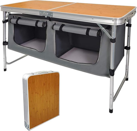 Camp Field Camping Folding Aluminum Table with Adjustable Legs for Outdoor Travel Beach, Backyards, BBQ, Party and Picnic Foldable Table