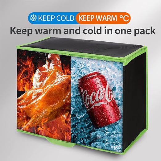 Bodaon 5-Pack Cooler Insulated Food Delivery Bag, Thermal Hot Pizza，X-Large Bags With Top Zippered for Grocery/DoorDash/Catering/Shopping, Large Cold Frozen Door Dash Accessories, Black-Green Edge