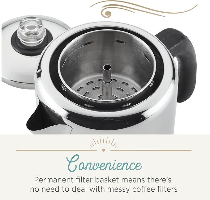 Farberware Classic Yosemite Stainless Steel Coffee Percolator - 8 Cup, Silver