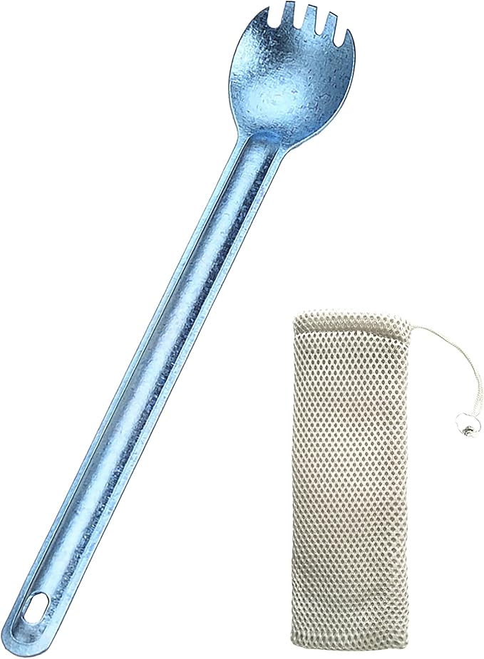 Titanium Long Handel Spork and Spoon, Camping Spork and Spoon, Soup Spoon, Eco-Friendly Coffee Spoon, Portable Travel Camping Utensils