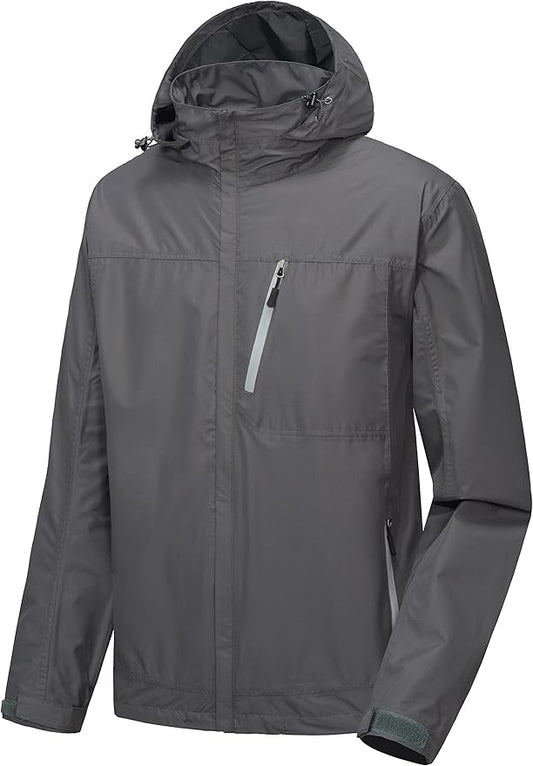 Little Donkey Andy Men's Waterproof Rain Jacket Outdoor Lightweight Hooded Raincoat for Hiking Golf Travel Fishing
