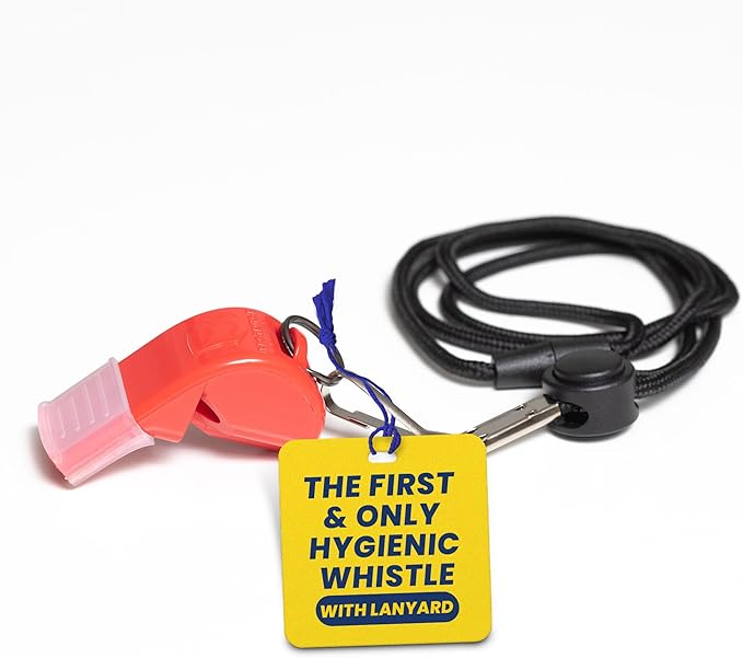 The Protector Whistle P51 - Coach Whistle - Official Whistle for Sports, Removable Cushioned Mouth Grip, Loud Safety Whistle for Adults with Breakaway Lanyard - Emergency Whistle Teacher Lifeguard