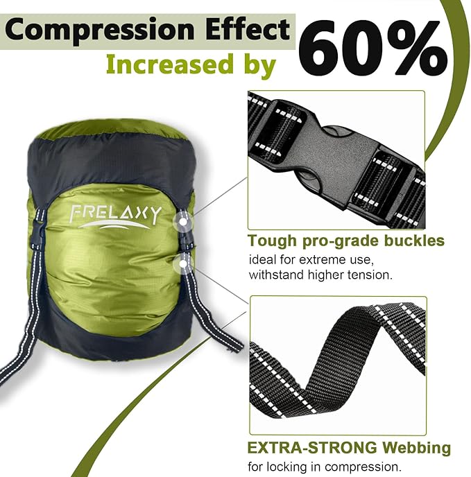 Frelaxy Compression Sack, 40% More Storage! 11L/18L/30L/45L/52L Compression Stuff Sack, Water-Resistant & Ultralight Sleeping Bag Stuff Sack - Space Saving Gear for Camping, Hiking