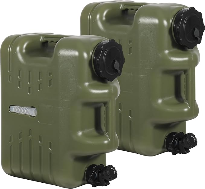 REDCAMP 5 Gallon/18.5L Portable Water Container with Spigot, Camping Water Jug, Water Tank, Portable Emergency Water Storage for Camping, Car, Hiking, Green, 2Pack