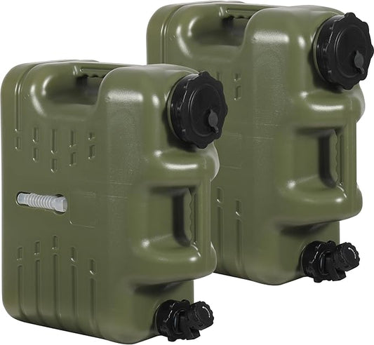 REDCAMP 5 Gallon/18.5L Portable Water Container with Spigot, Camping Water Jug, Water Tank, Portable Emergency Water Storage for Camping, Car, Hiking, Green, 2Pack