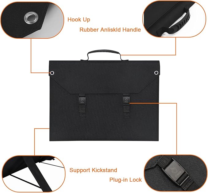 EnginStar 100W Foldable Solar Panel Charger with 18V DC Outlet for Portable Power Stations Jackery/Rockpals/Flashfish, Portable Solar Generator with USB-A USB-C QC 3.0 for Outdoor Camping Van RV Trip