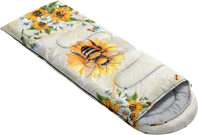 AILONEN Pink Lovely Rabbit Sleeping Bag for Girls Kids Adults,Warm and Cool Weather,Lightweight,Waterproof Backpacking,Cartoon Flowers Printed Bunny Sleeping Bag for Camping