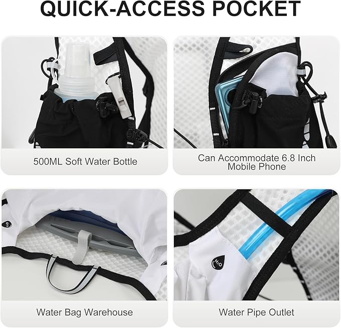 Running Hydration Vest Backpack, Lightweight Water Backpack with 1.6L Water Bladder Daypack for Women Men,Adjustable Running Vest Pack for Trail Running Hiking Cycling Race Marathon