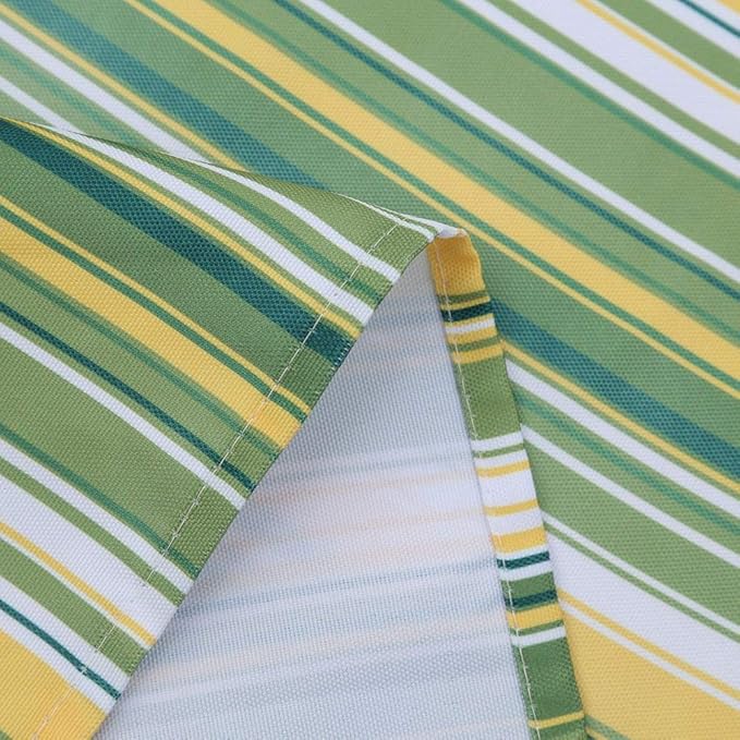 Poise3EHome 60X84 Outdoor/Indoor Waterproof Spillproof Rectangle Tablecloth with Umbrella Hole for Camping, Picnic, Party, Patio Table, Spring, Green Stripe