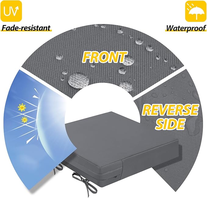 AAAAAcessories Outdoor Seat Cushions for Chairs, Waterproof, Fade-Resistant Patio Furniture Replacement Cushions, 21" x 21" x 4", Set of 2, Dark Gray