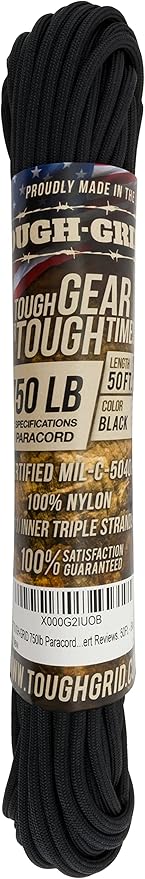 TOUGH-GRID Paracord Rope 750 lbs Nylon Parachute Cord, Made in USA Survival Kit, Outdoor Adventures, Camping, Tactical Gear & Emergency Supplies, Military Type IV Mil-Spec
