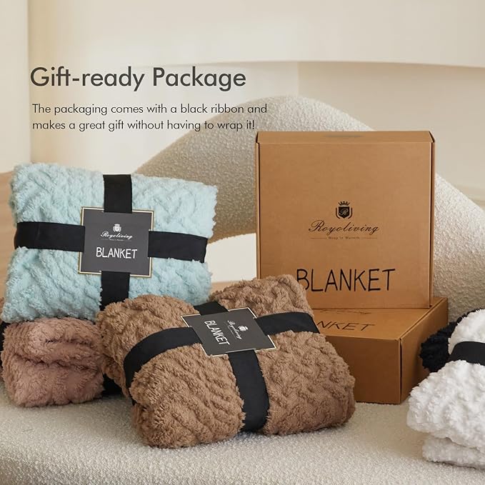 Royoliving Fuzzy Sherpa Wearable Fleece Blanket with Pockets for Adults, Ultra Soft Plush Shawl Throw Blankets (Grey, 58'' x 64'')