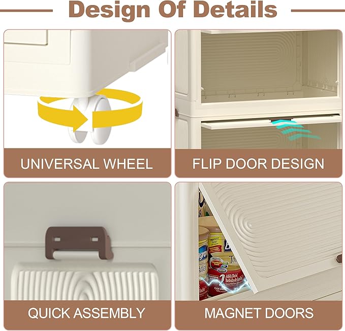 Collapsible Expandable Wardrobe Closet, Multi-Function Plastic Wardrobe,Wardrobes Storage Cabinet (4 Cubes+1 Hanging Rod)